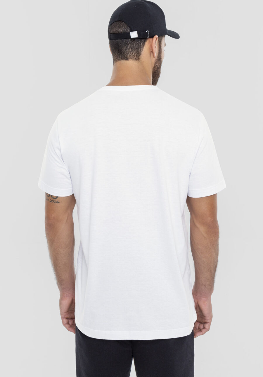 Camiseta Masculina em Malha com Estampa Capacetes, BRANCO, large.