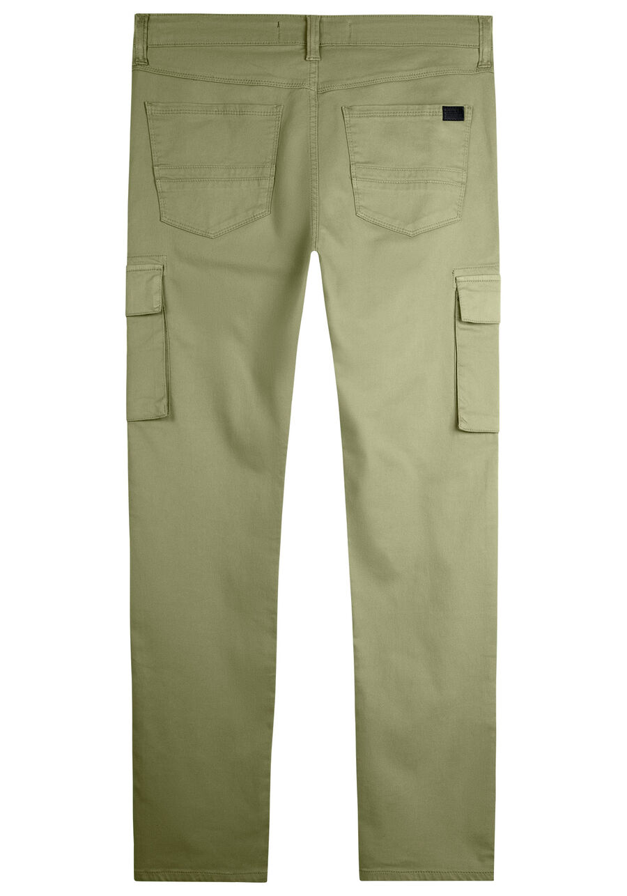 Calça Jogging Masculina Com Bolsos Cargo Em Sarja E Elastano, VERDE CORAL. Calça Jogging Masculina Com Bolsos Cargo Em Sarja E Elastano, VERDE CORAL, large.