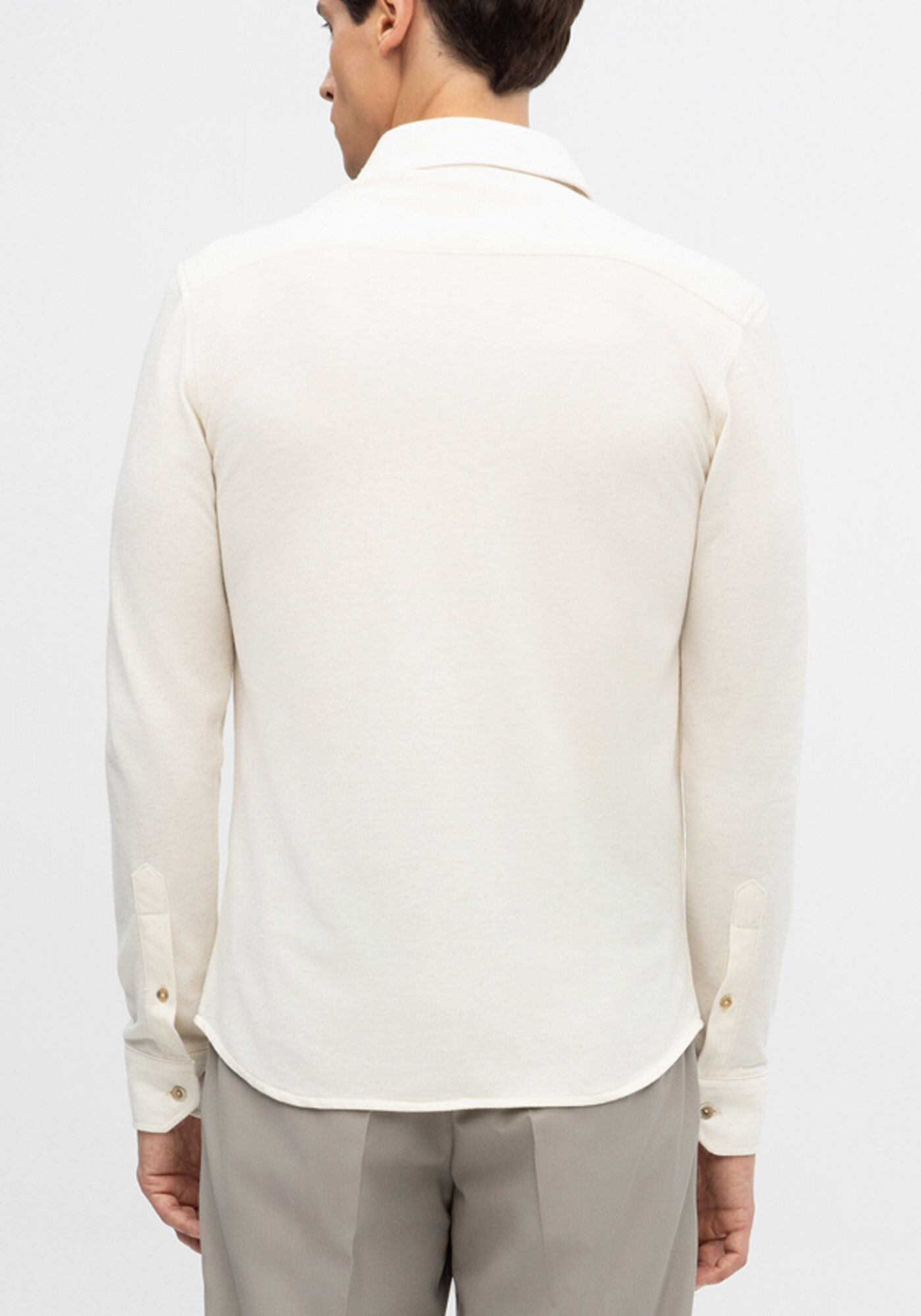 Camisa Masculina Slim Fit em Malha Piquet Off-White, BRANCO OFF WHITE, large.