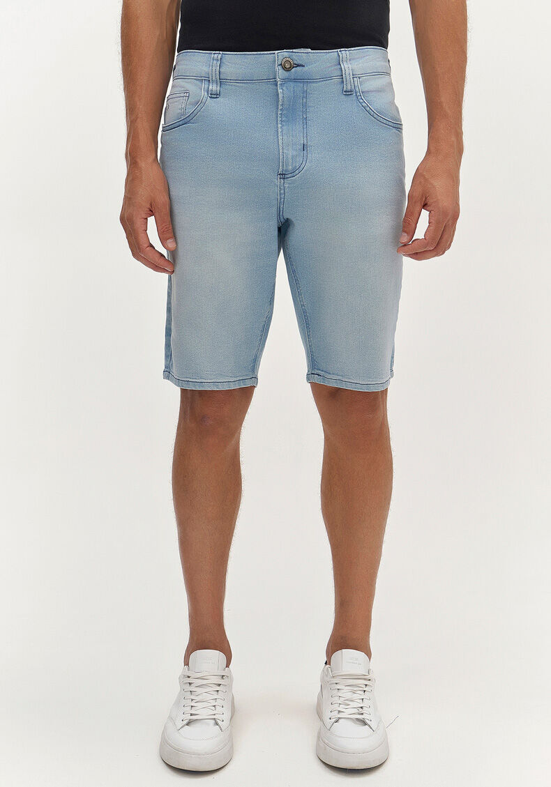 Bermuda Jeans Masculina Reta Clara Estonada Hangar 33