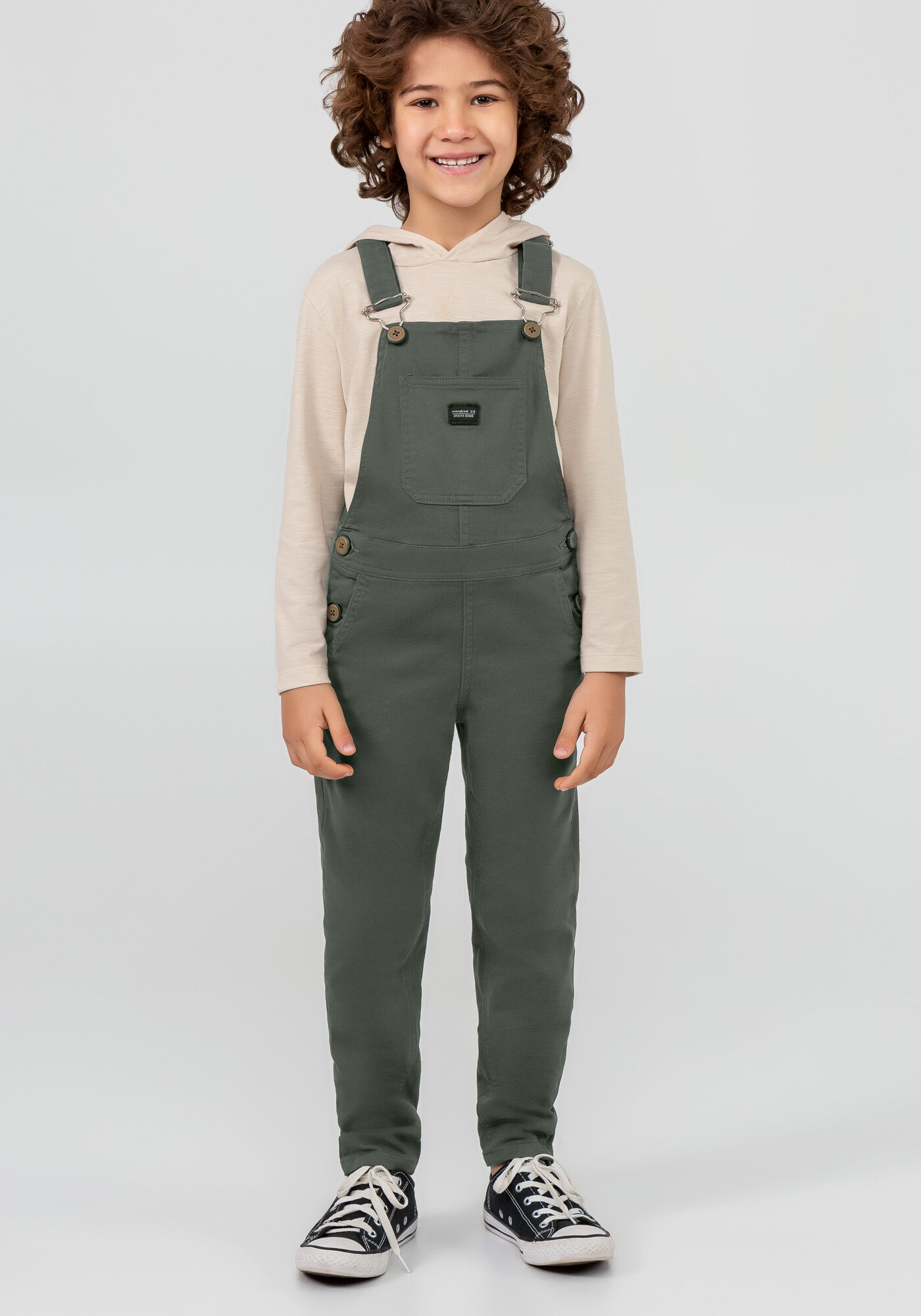 Jardineira masculina branca top