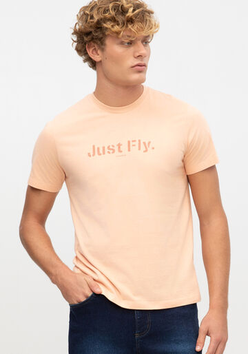 Camiseta Masculina em Malha com Estampa Just Fly, SALMAO ALESAN. Camiseta Masculina em Malha com Estampa Just Fly, SALMAO ALESAN, large.