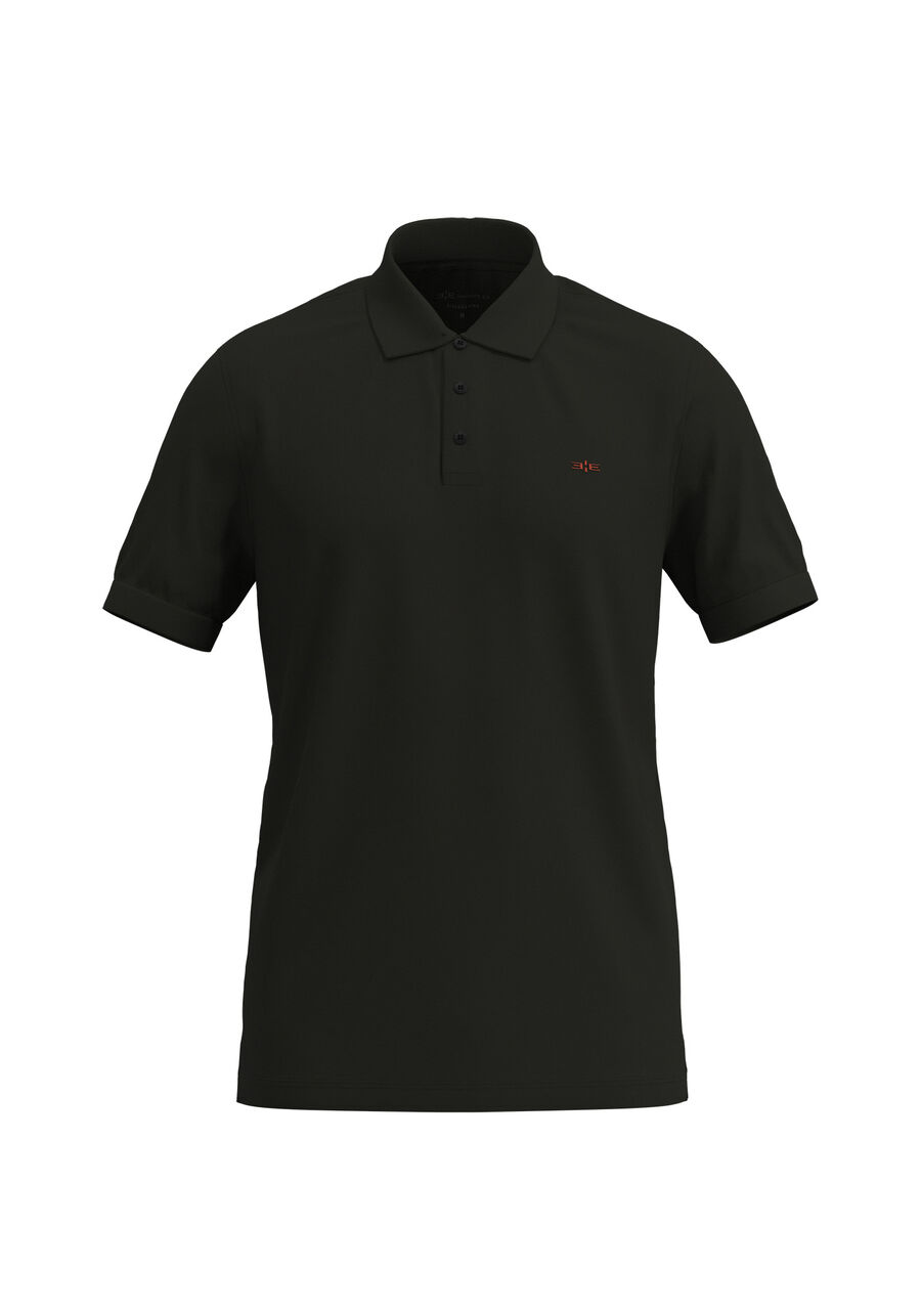 Camisa Polo De Mangas Curtas Em Algodão Pima, PRETO REATIVO. Camisa Polo De Mangas Curtas Em Algodão Pima, PRETO REATIVO, large.