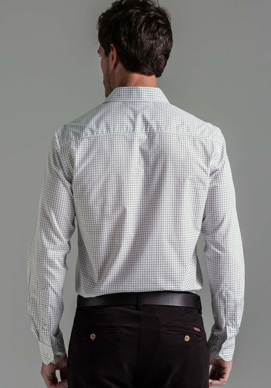 Camisa Masculina Slim Fit em Fio Egípcio, BRANCO. Camisa Masculina Slim Fit em Fio Egípcio, BRANCO, large.
