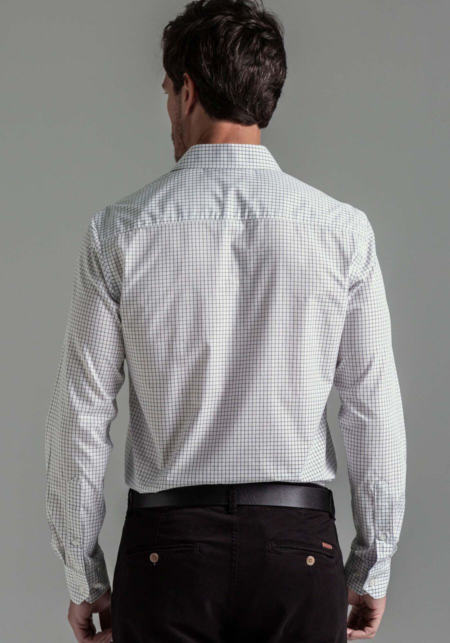 Camisa Masculina Slim Fit em Fio Egípcio, BRANCO, large.