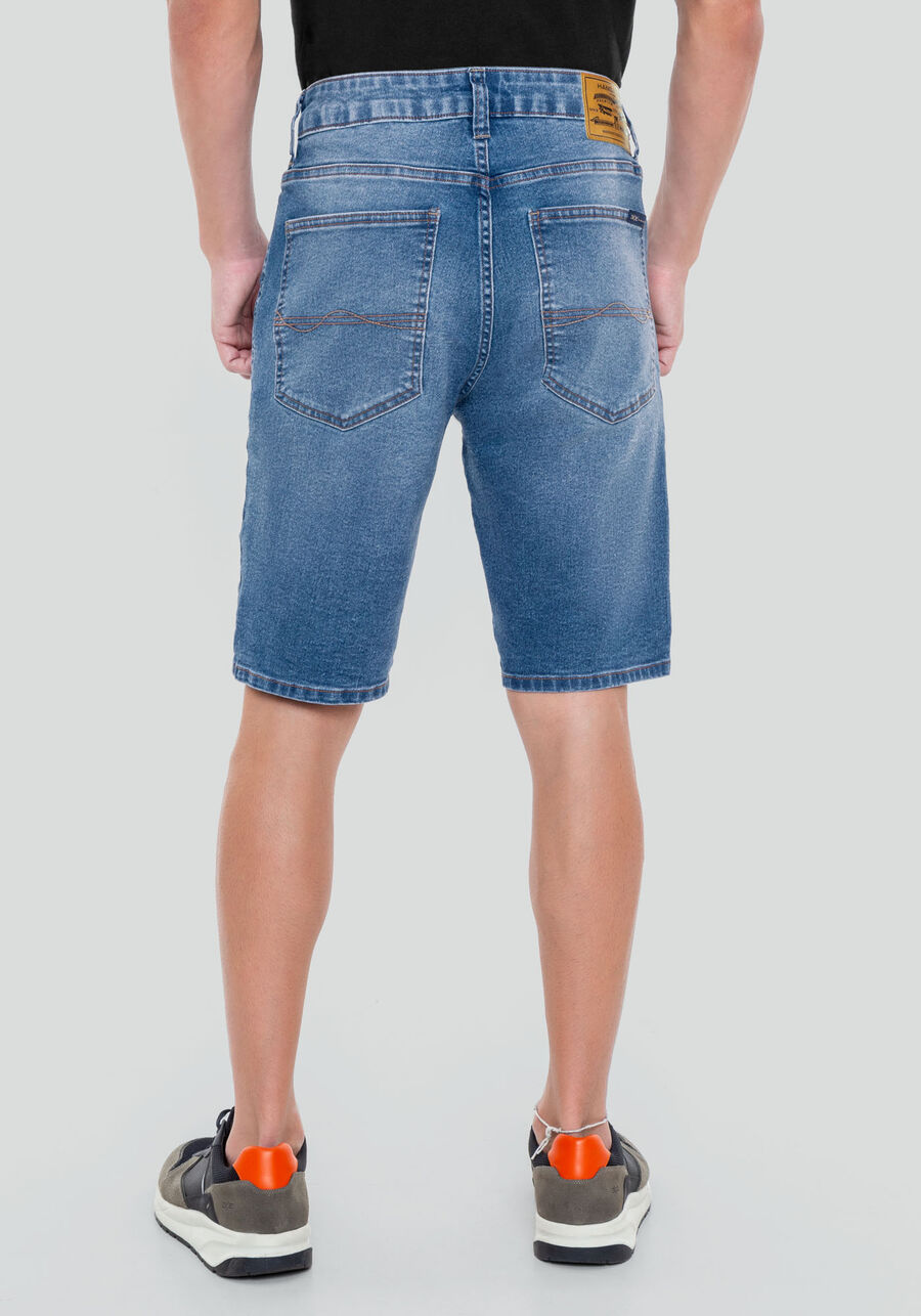 Bermuda Jeans Masculina Reta com Elasticidade, JEANS, large.