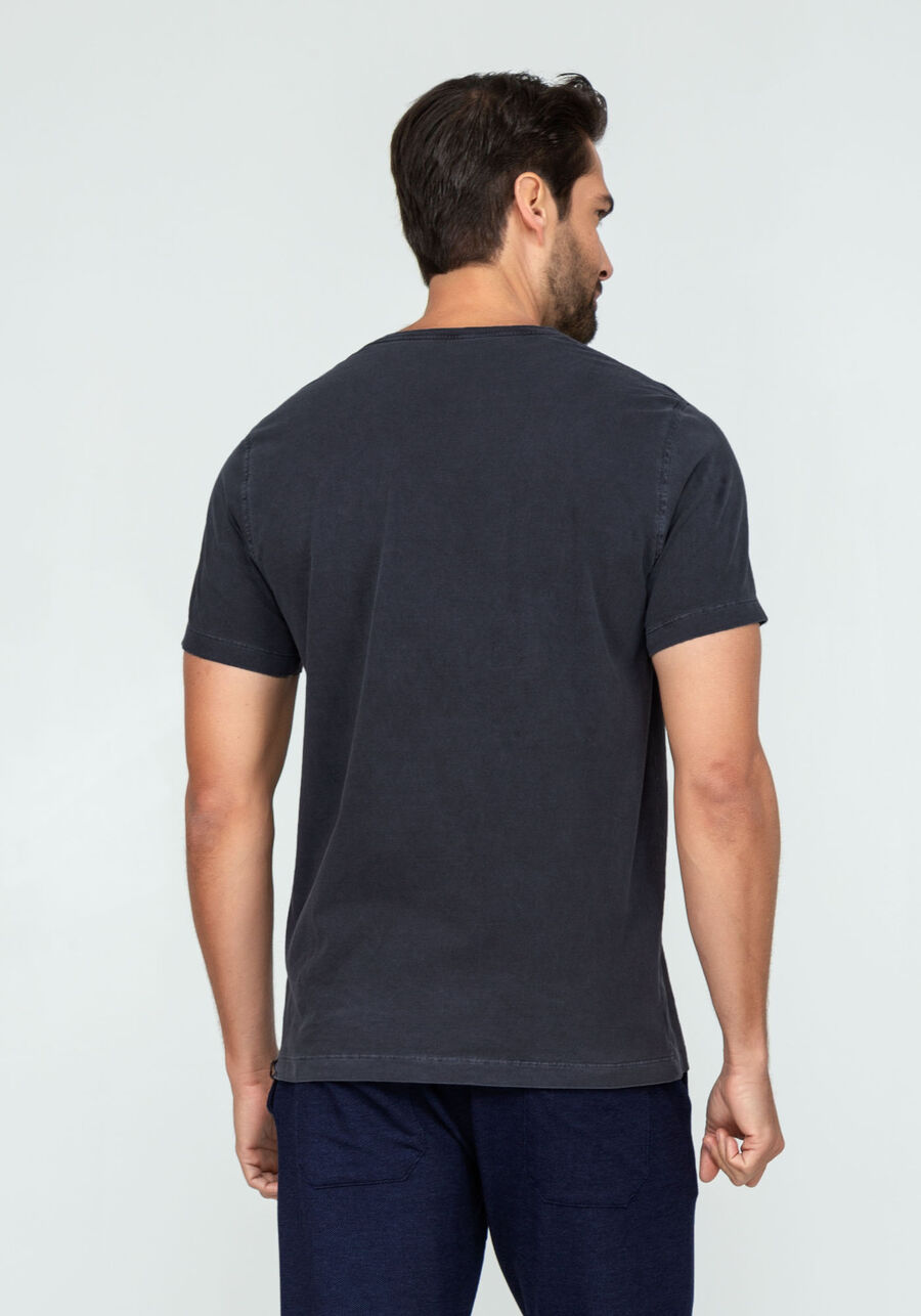 Camiseta em Malha Estampa Lettering, CINZA NOTI. Camiseta em Malha Estampa Lettering, CINZA NOTI, large.
