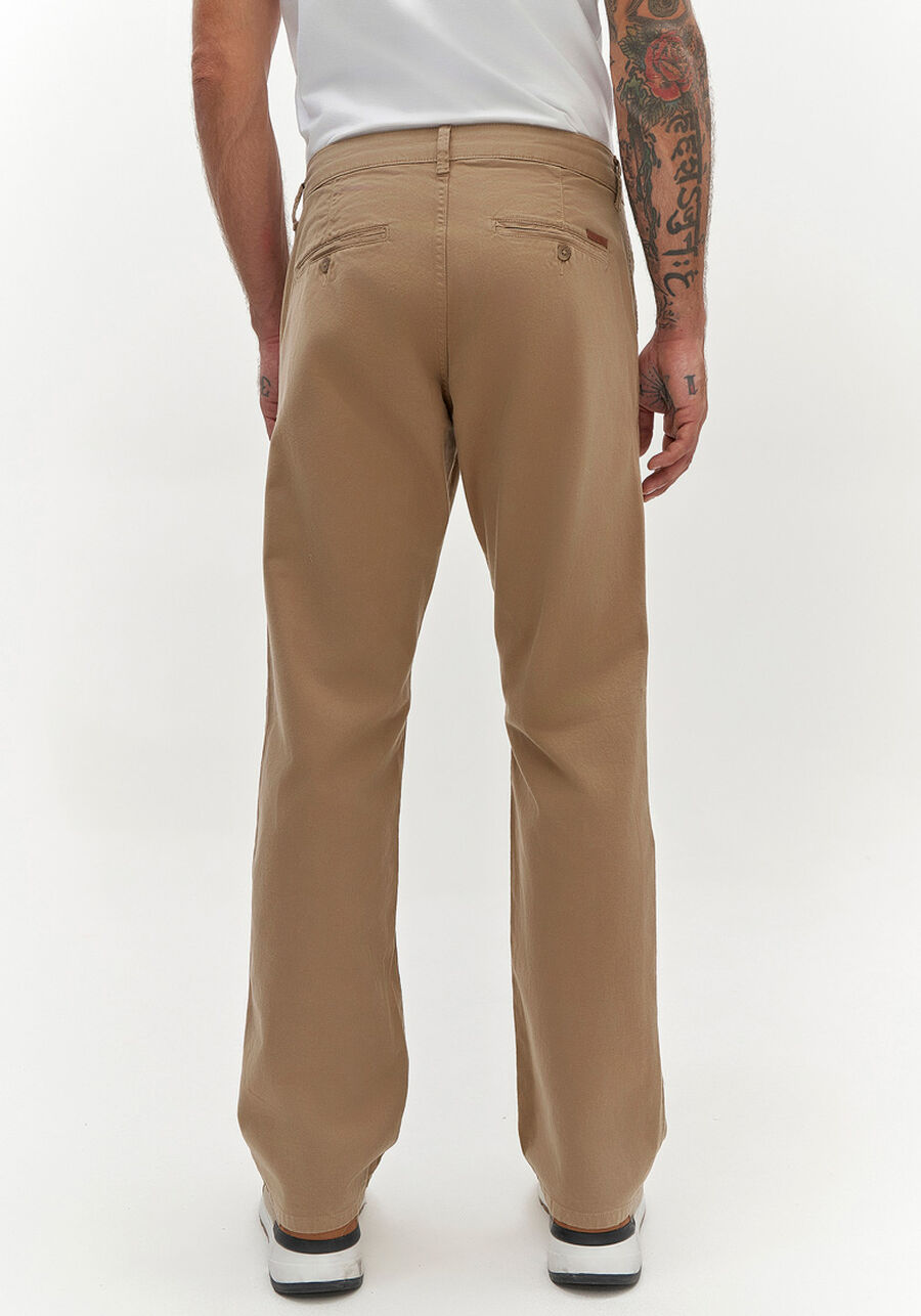 Calça Reta Radial Em Sarja De Alfaiataria Com Elastano, CAQUI RAIZ. Calça Reta Radial Em Sarja De Alfaiataria Com Elastano, CAQUI RAIZ, large.