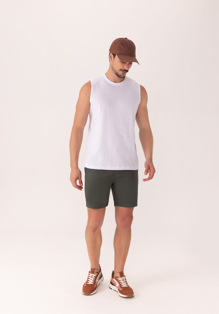 Regata Básica Em Malha Texturizada De Algodão, BRANCO. Regata Básica Em Malha Texturizada De Algodão, BRANCO, large.