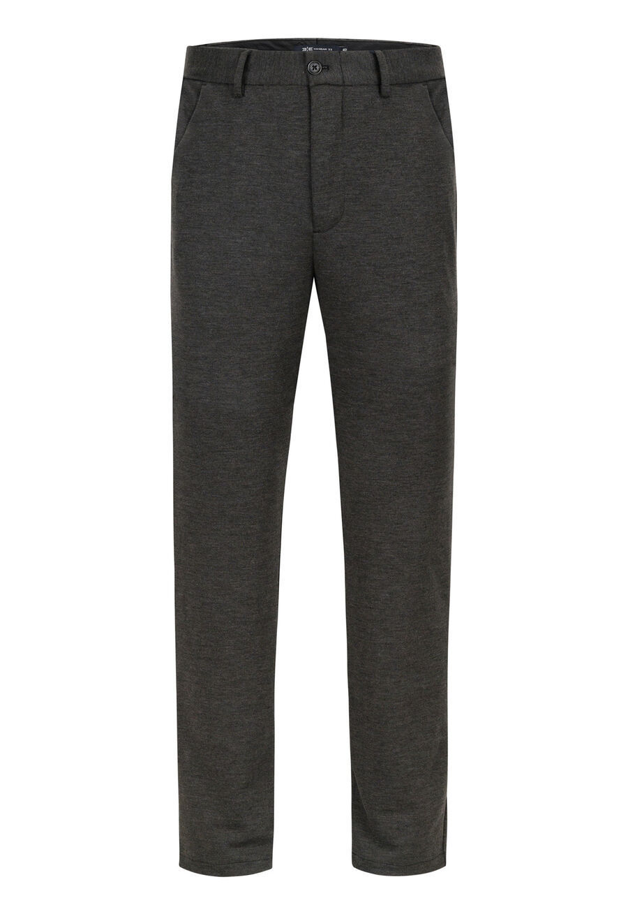 Calça Com Bolsos E Passantes No Cós Em Malha Flex, PRETO REATIVO. Calça Com Bolsos E Passantes No Cós Em Malha Flex, PRETO REATIVO, large.