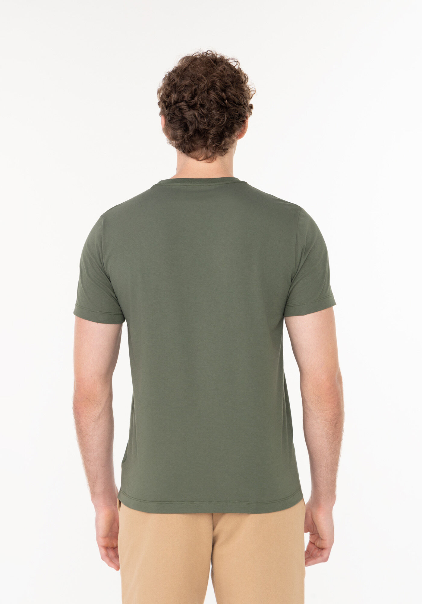 Camiseta De Mangas Curtas Em Malha De Algod&atilde;o Com Elastano, VERDE HEIR, large.