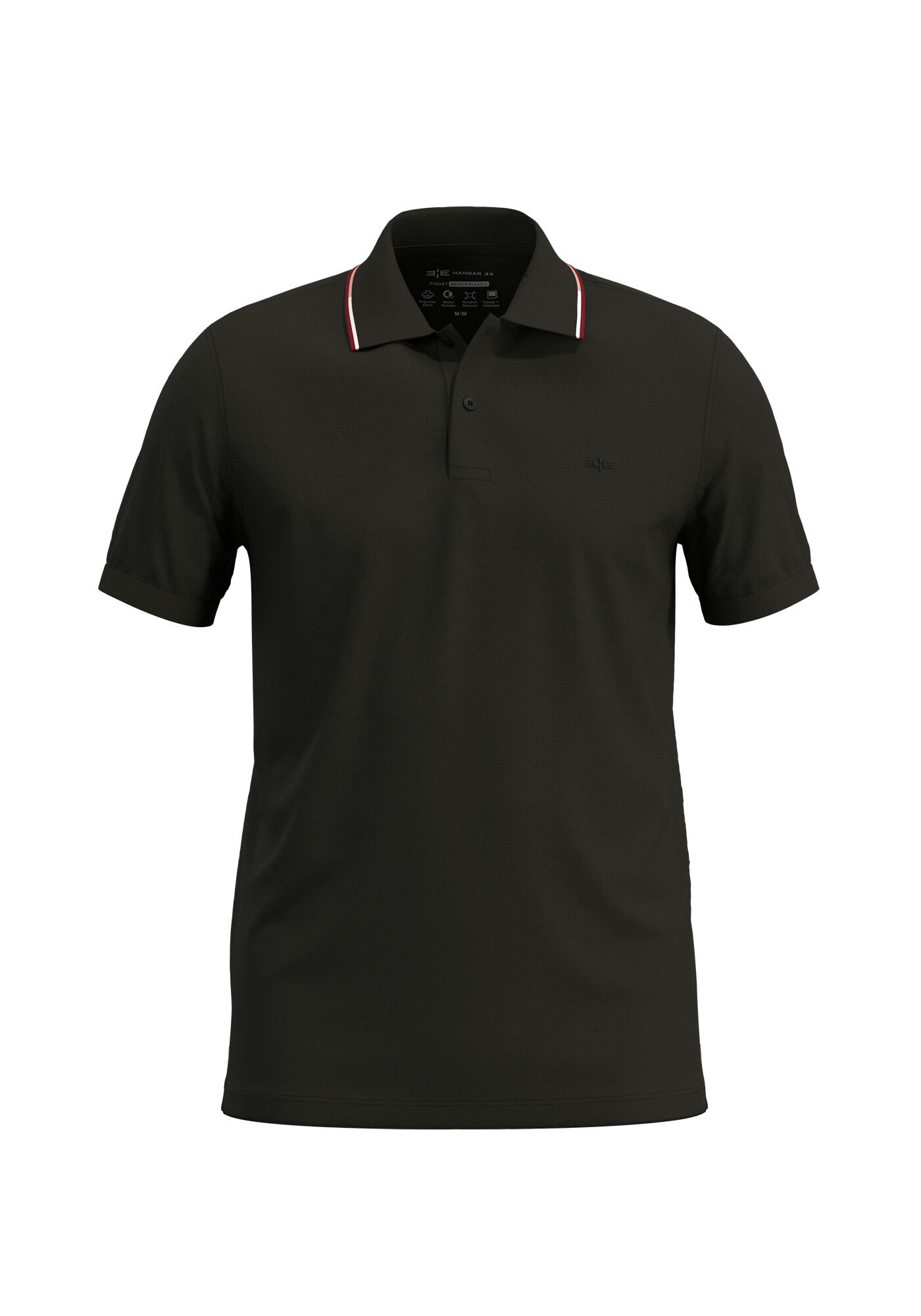 Camisa Com Gola Polo E Mangas Curtas Em Malha Piquet, PRETO, large.