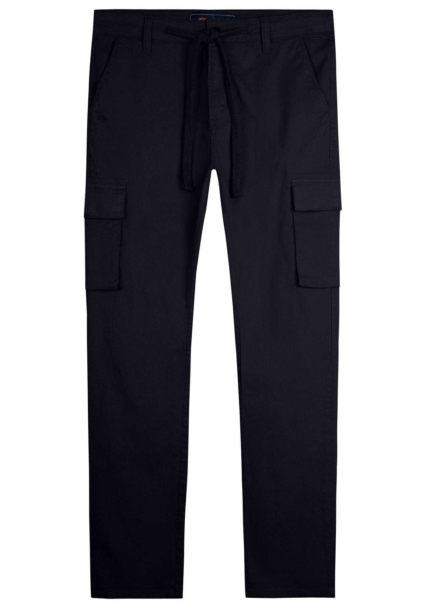 Cal&ccedil;a Jogging Masculina Com Bolsos Cargo Em Sarja E Elastano, PRETO REATIVO, large.