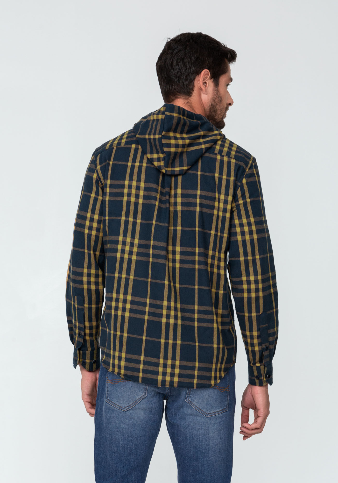 Camisa flanela store xadrez com capuz