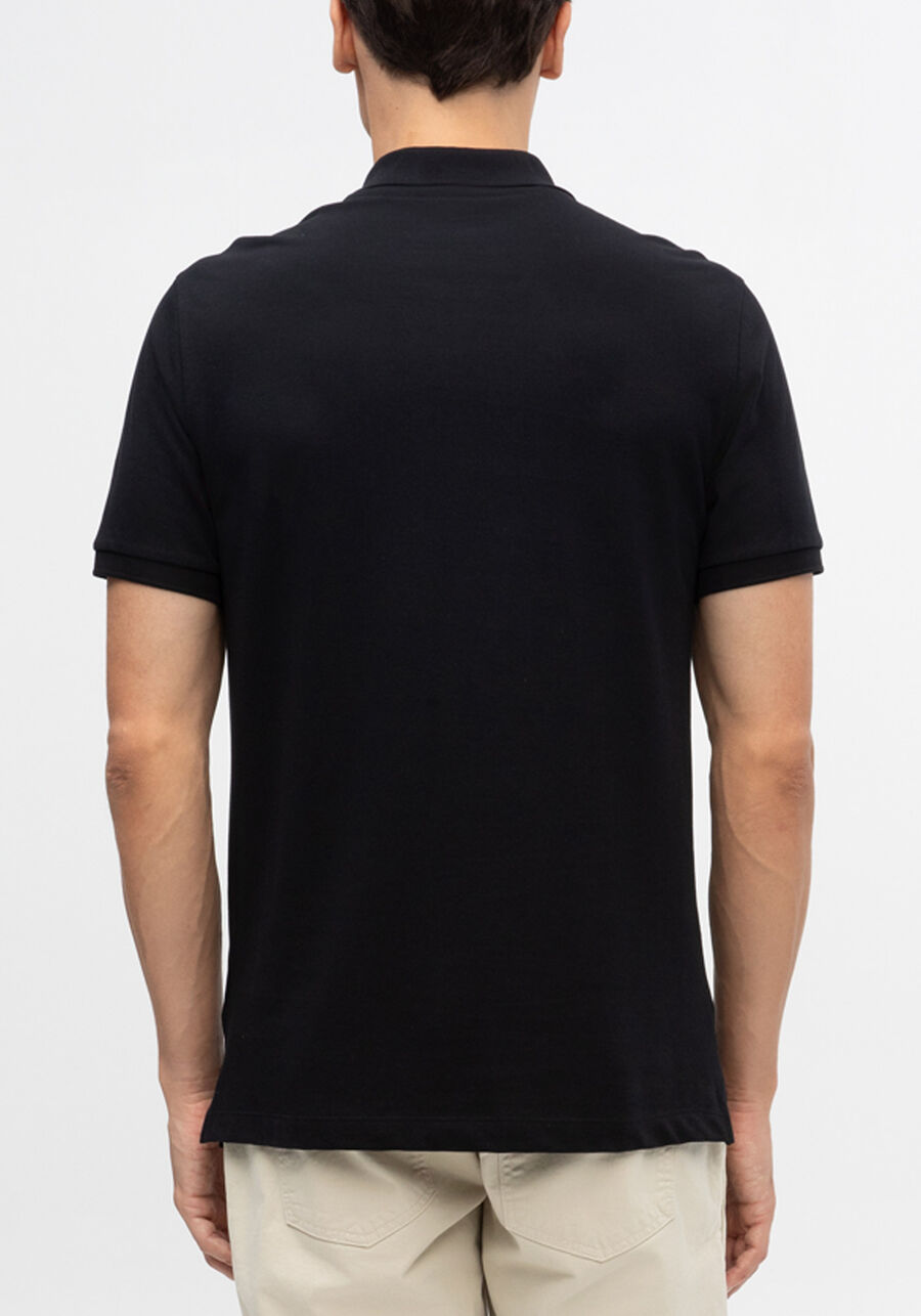 Camisa Polo Masculina em Malha Piquet Pima, PRETO REATIVO. Camisa Polo Masculina em Malha Piquet Pima, PRETO REATIVO, large.