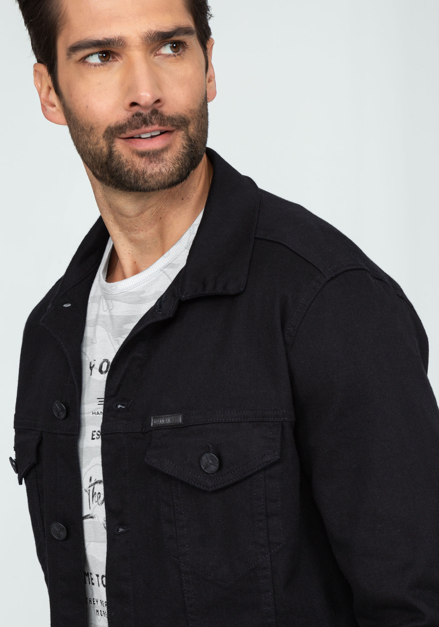 Jaqueta Sarja N&atilde;o Desbota com Bolso Interno, PRETO REATIVO, large.