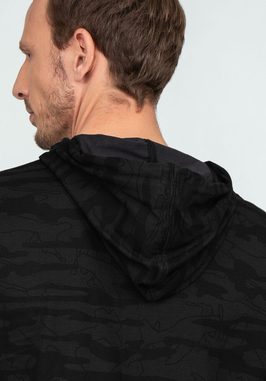 Camiseta Manga Longa com Capuz Tal Pai Tal Filho, GRID PRETO. Camiseta Manga Longa com Capuz Tal Pai Tal Filho, GRID PRETO, large.