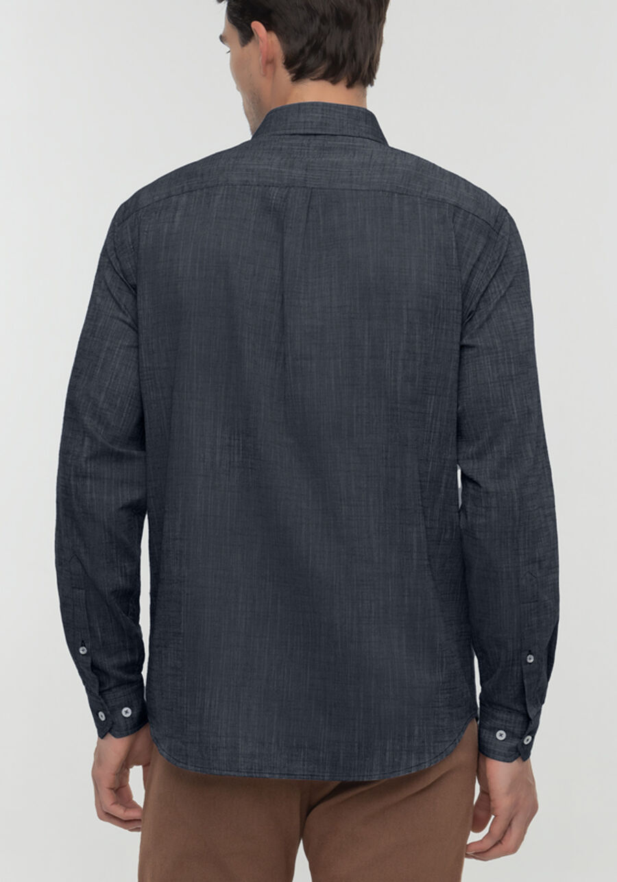 Camisa Comfort Masculina De Mangas Longas Com Bolsos, MARINHO ACTION. Camisa Comfort Masculina De Mangas Longas Com Bolsos, MARINHO ACTION, large.