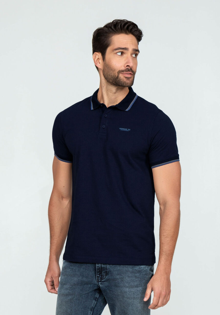 Camisa Polo Com Retilínea, MARINHO IMPERIO. Camisa Polo Com Retilínea, MARINHO IMPERIO, large.