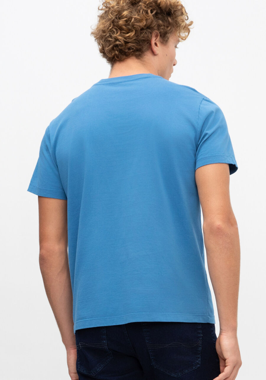 Camiseta Masculina em Malha Estampada, AZUL TENDER. Camiseta Masculina em Malha Estampada, AZUL TENDER, large.