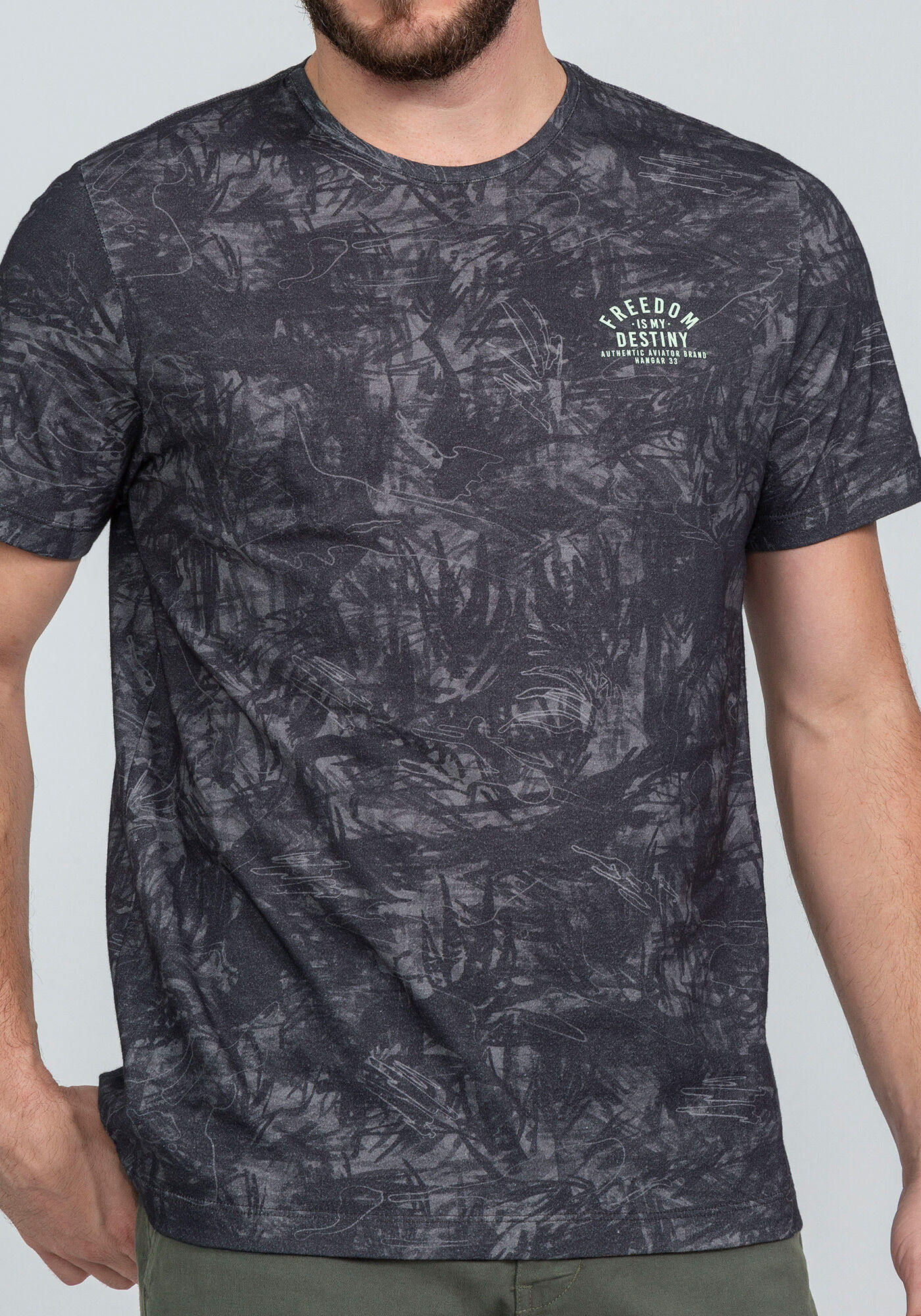 Camiseta em Meia Malha Estampada, CINZA CYBER, large.