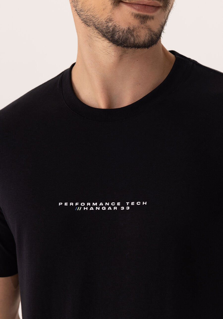 Camiseta De Mangas Curtas Em Malha Liocel, PRETO. Camiseta De Mangas Curtas Em Malha Liocel, PRETO, large.