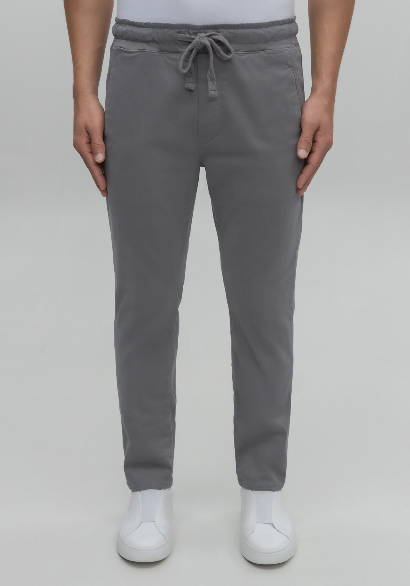 Cal&ccedil;a Jogging Com Bolsos Em Sarja Denim Malha, CINZA NIGHTCALL, large.