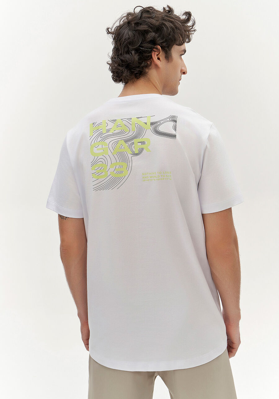 Camiseta Masculina em Malha com Estampa Costas, BRANCO. Camiseta Masculina em Malha com Estampa Costas, BRANCO, large.