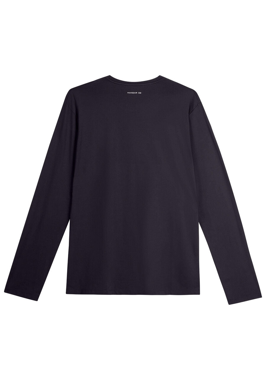 Camiseta De Mangas Longas Masculina Com Proteção Solar, PRETO REATIVO. Camiseta De Mangas Longas Masculina Com Proteção Solar, PRETO REATIVO, large.