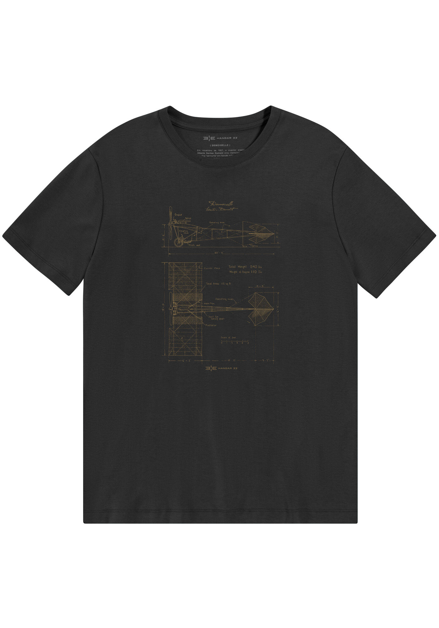 Camiseta Masculina Especial Santos Dumont, PRETO REATIVO, large.