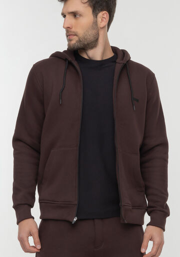 Jaqueta Com Zíper E Capuz Em Moletom Peluciado, MARROM EGGPLANT. Jaqueta Com Zíper E Capuz Em Moletom Peluciado, MARROM EGGPLANT, large.