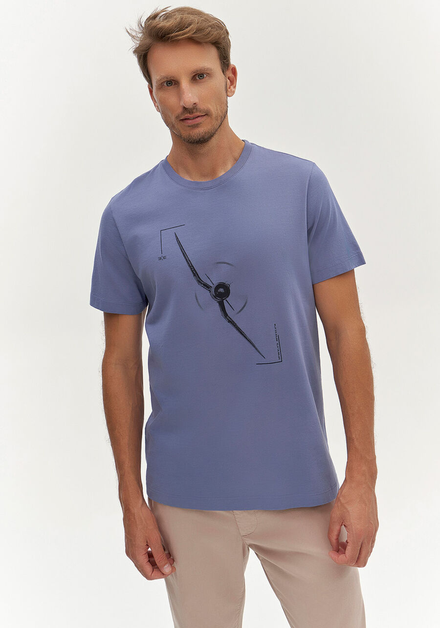 Camiseta Masculina em Malha Estampada, AZUL DOCK. Camiseta Masculina em Malha Estampada, AZUL DOCK, large.