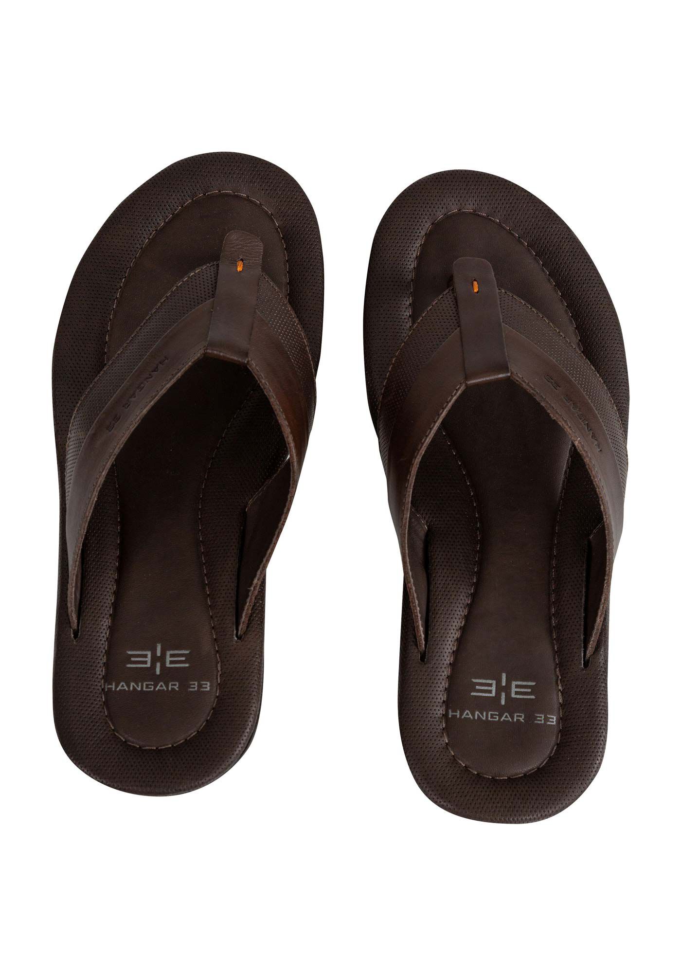 Chinelo Masculino em Couro Marrom, MARROM MEDITERRANEO, large.