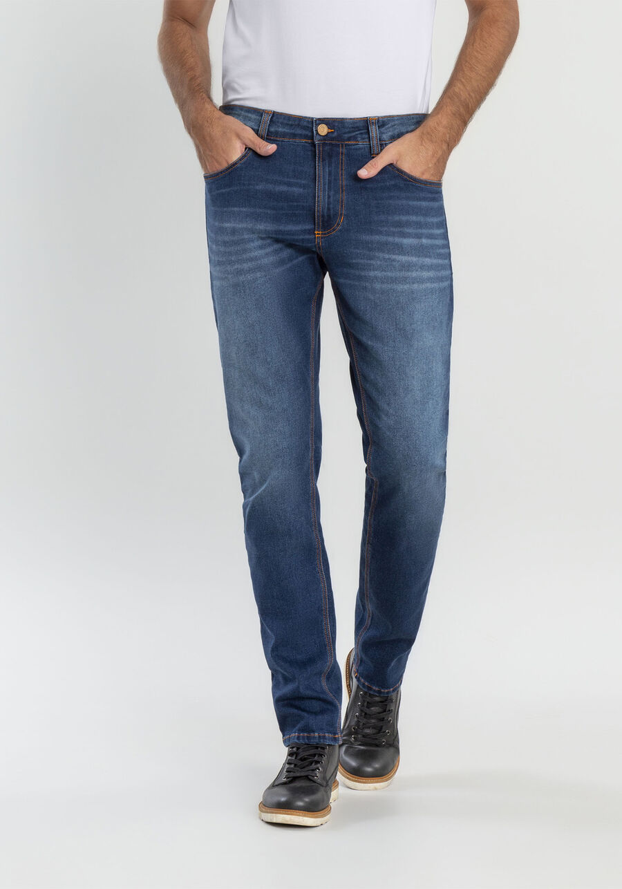 Calça Jeans Slim Turbofan, JEANS ESCURO. Calça Jeans Slim Turbofan, JEANS ESCURO, large.