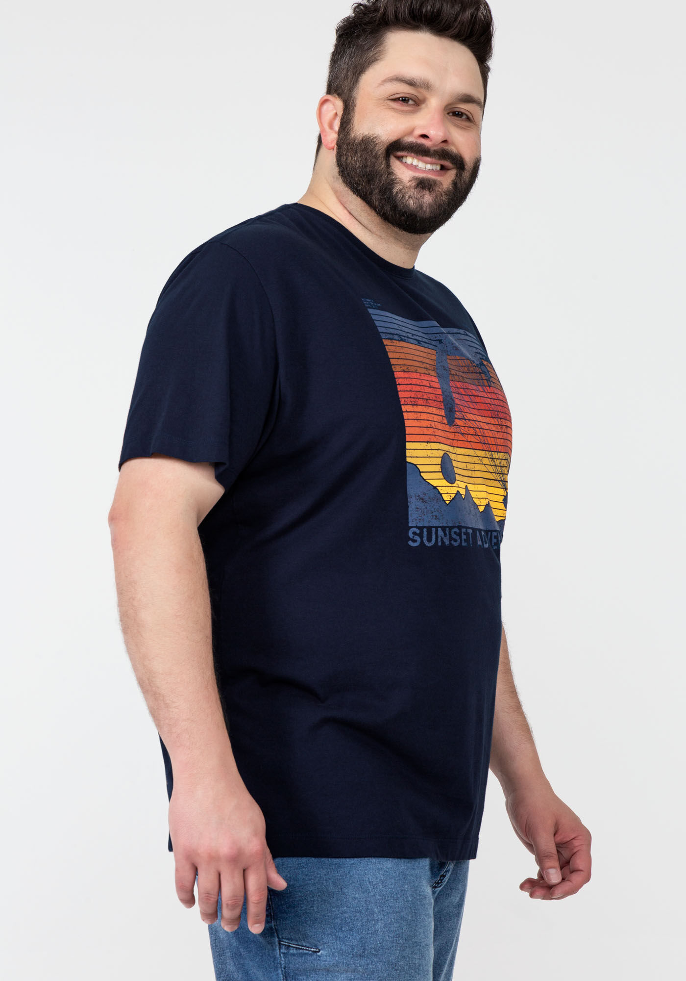 Camiseta Masculina com Estampa Sunset Big & Tall, MARINHO IMPERIO, large.