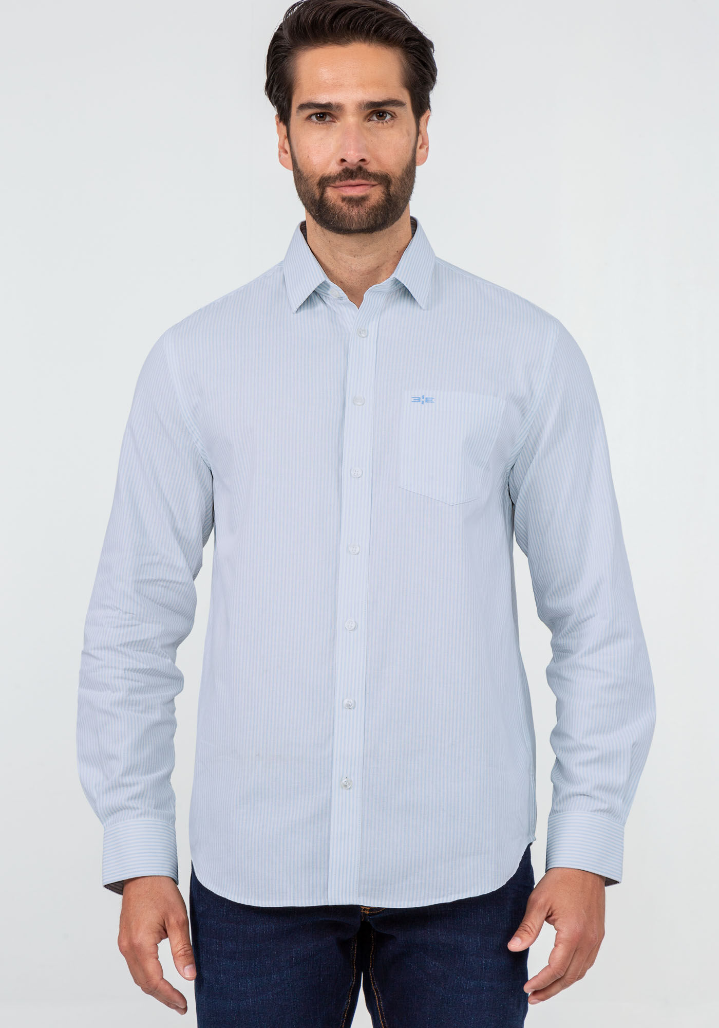 Camisa Comfort Tecido Plano, AZUL CLARO, large.