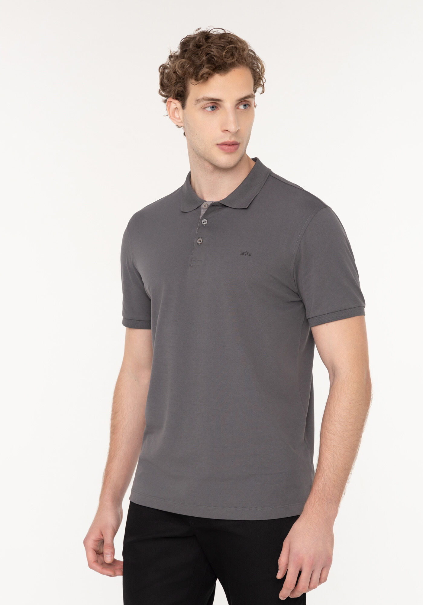 Camisa Polo De Mangas Curtas Em Malha Piquet Pima, CINZA NIGHTCALL, large.