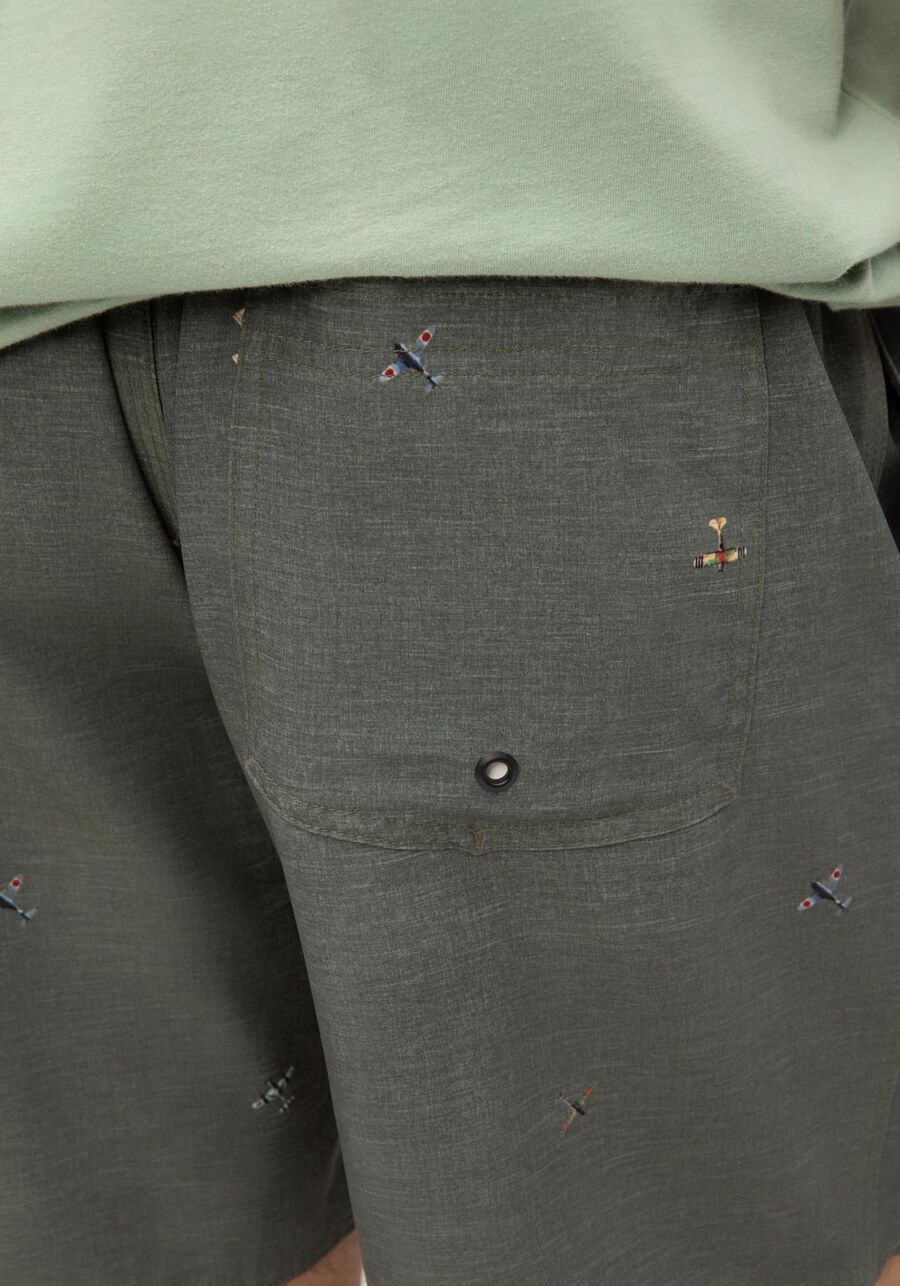 Shorts Masculino em Tecido Plano Estampado, VERDE CORAL. Shorts Masculino em Tecido Plano Estampado, VERDE CORAL, large.