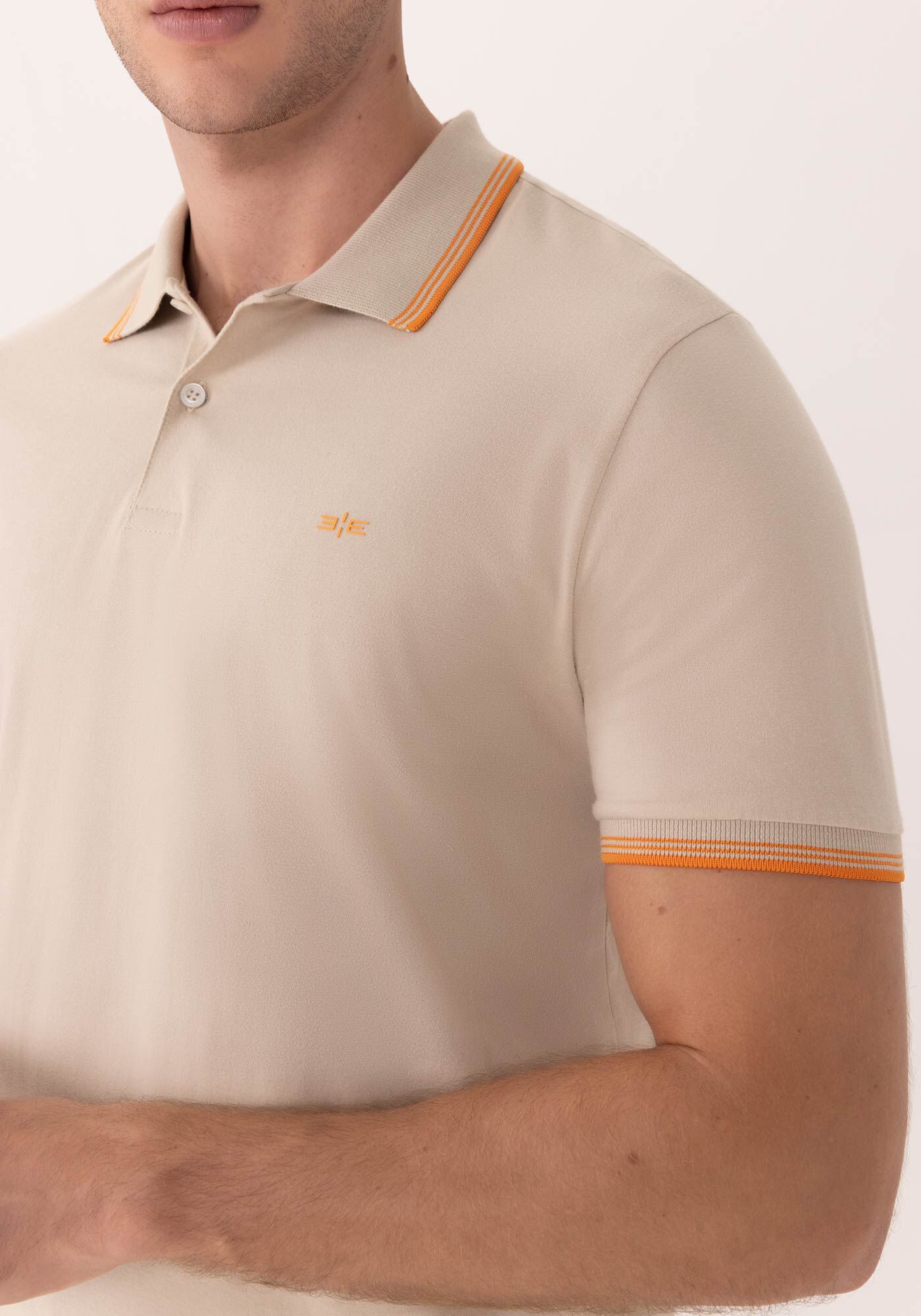 Camisa Polo De Mangas Curtas Em Algod&atilde;o Respons&aacute;vel, BEGE SILVERSTONE, large.