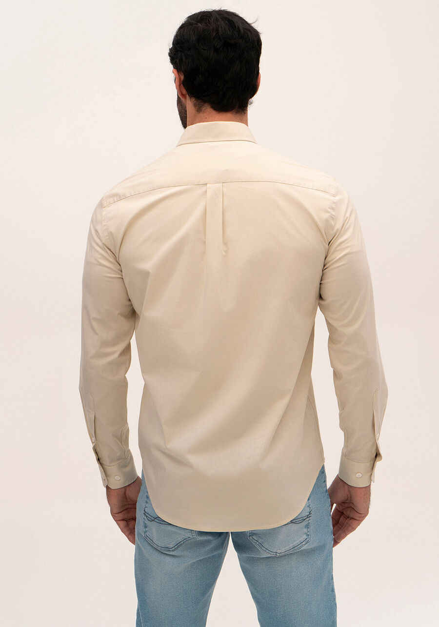 Camisa Comfort De Mangas Longas Masculina Com Elastano, BEGE GINGER. Camisa Comfort De Mangas Longas Masculina Com Elastano, BEGE GINGER, large.