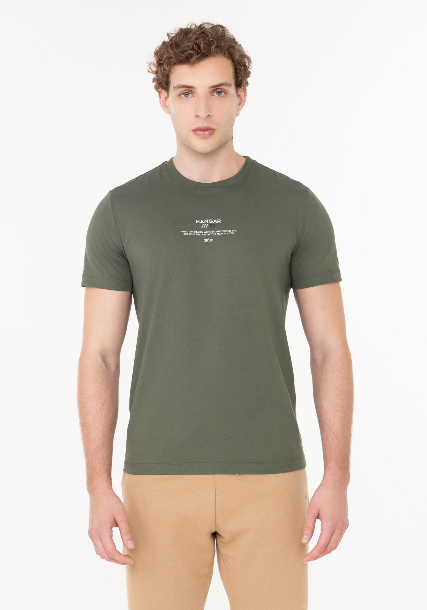 Camiseta De Mangas Curtas Em Malha De Algod&atilde;o Com Elastano, VERDE HEIR, large.