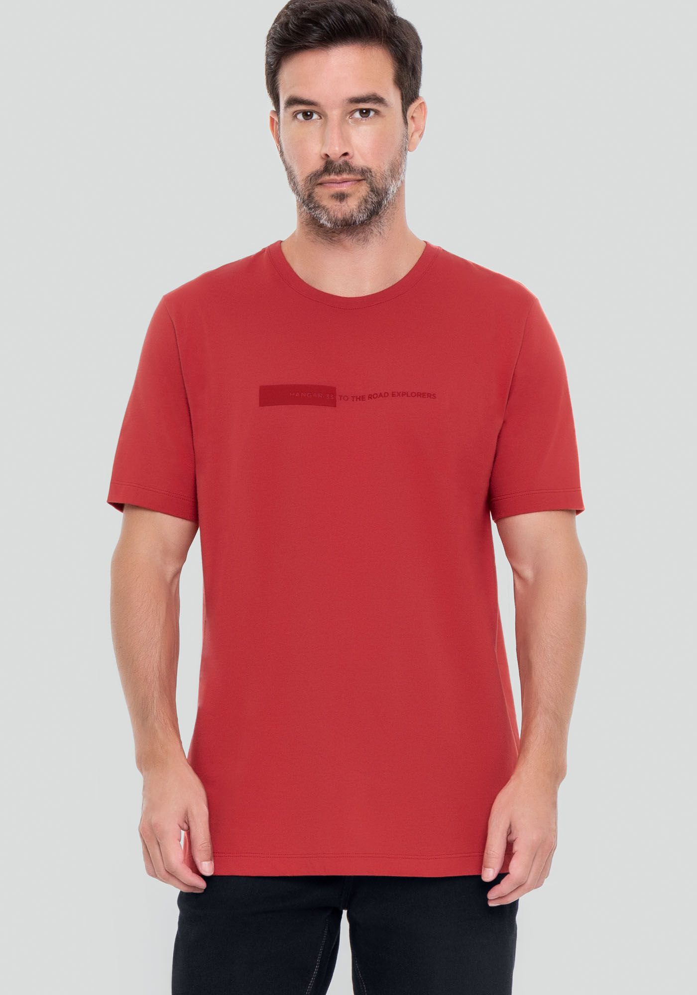 Camiseta Masculina em Malha com Estampa Relevo, VERMELHO POMME, large.