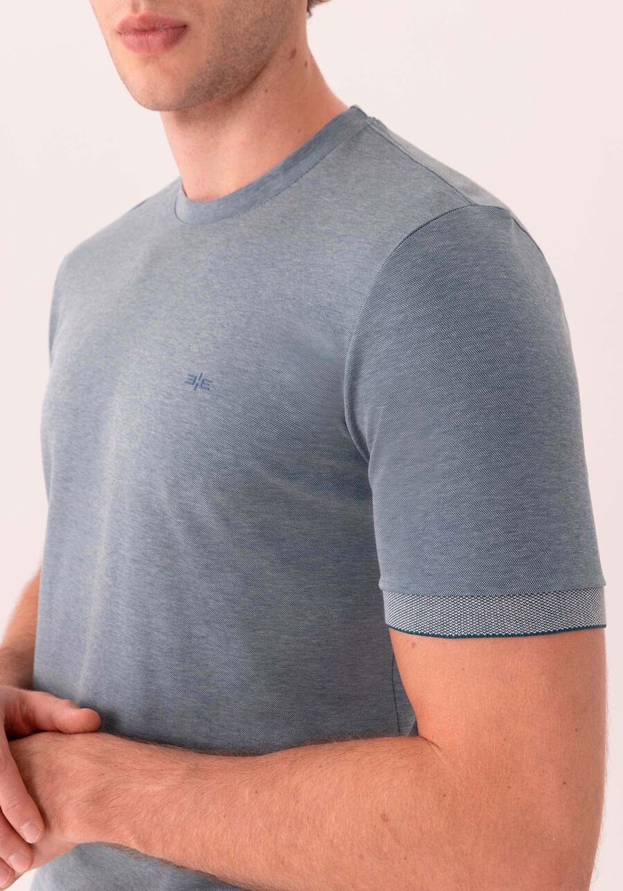 Camiseta De Mangas Curtas Com Retilínea Em Malha Piquet, AZUL COPEN. Camiseta De Mangas Curtas Com Retilínea Em Malha Piquet, AZUL COPEN, large.