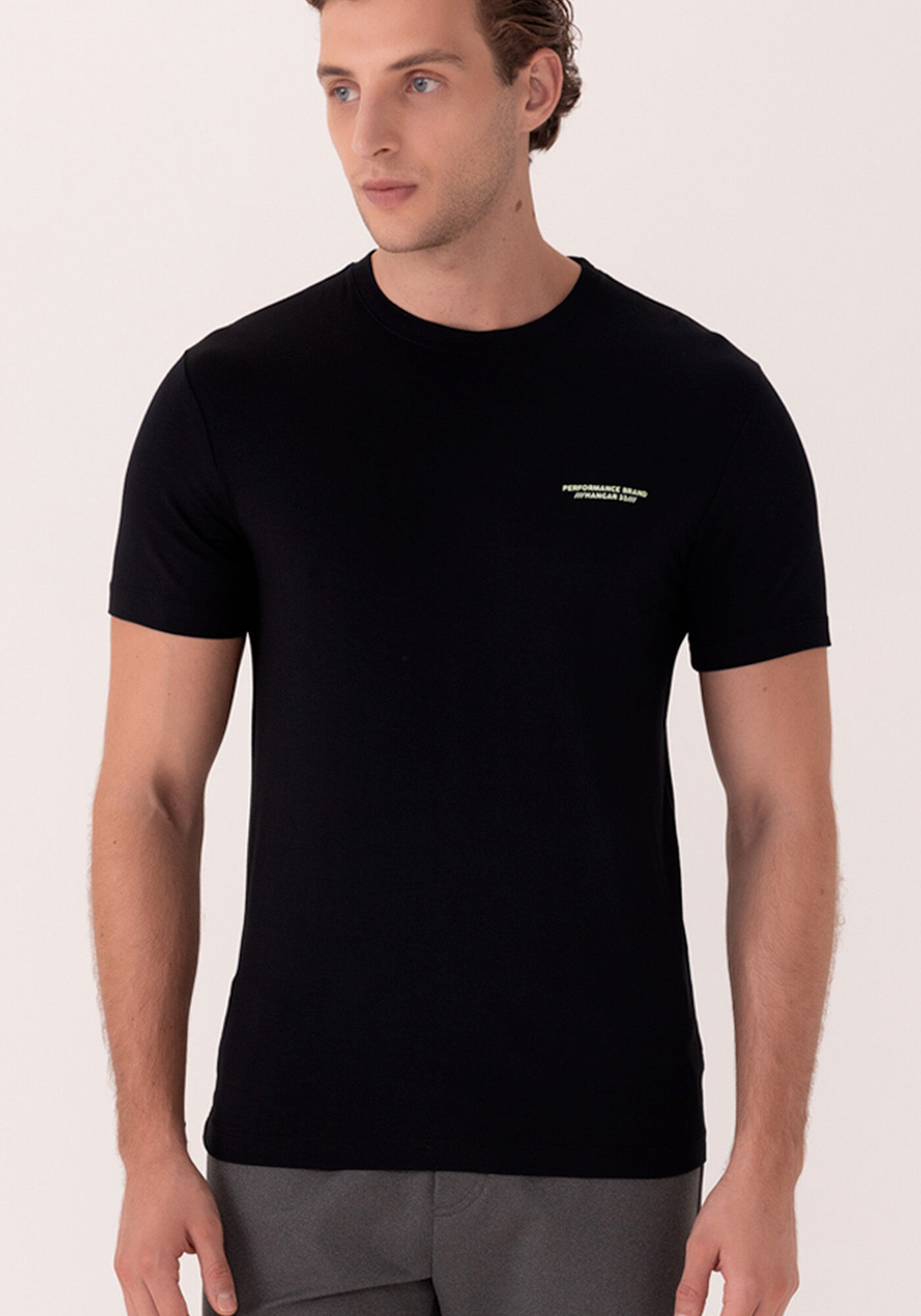 Camiseta De Mangas Curtas Em Malha Sustent&aacute;vel, PRETO, large.