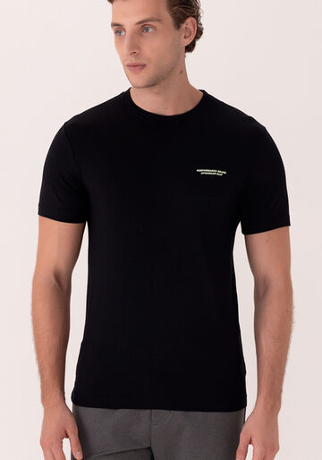 Camiseta De Mangas Curtas Em Malha Sustentável, PRETO. Camiseta De Mangas Curtas Em Malha Sustentável, PRETO, large.