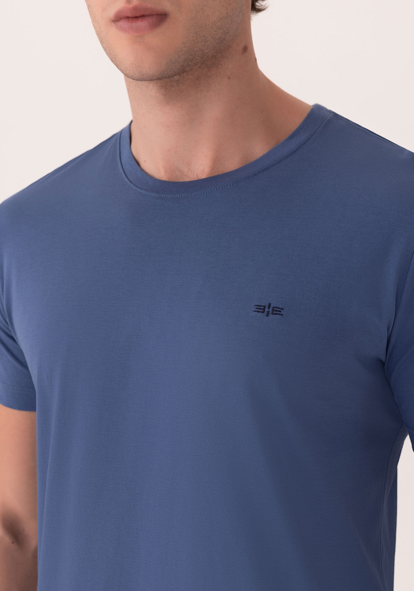 Camiseta De Mangas Curtas Em Malha De Algod&atilde;o Pima, AZUL SEED, large.