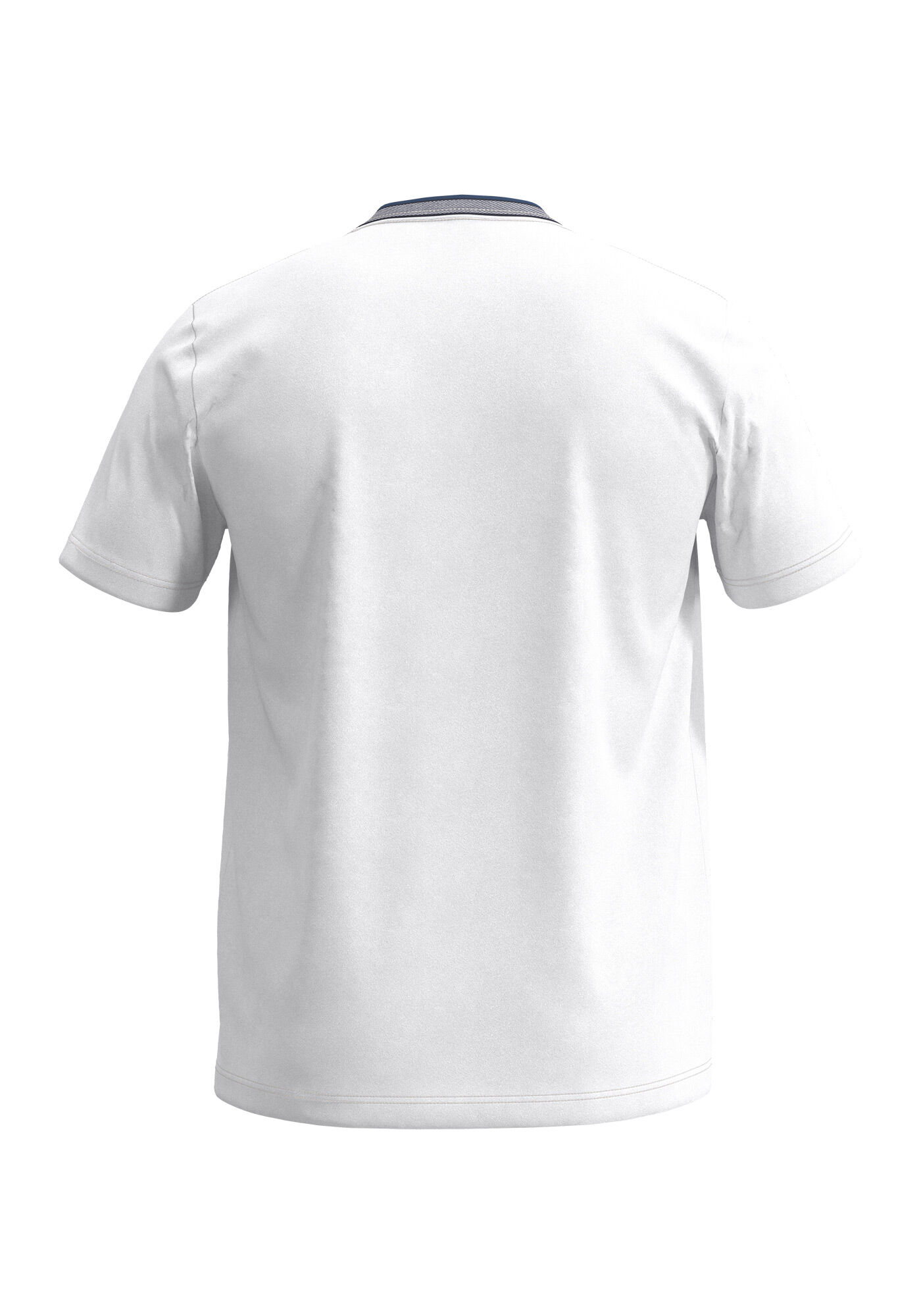 Camiseta De Manga Curta Em Meia Malha Com Retil&iacute;nea Na Gola, BRANCO, large.