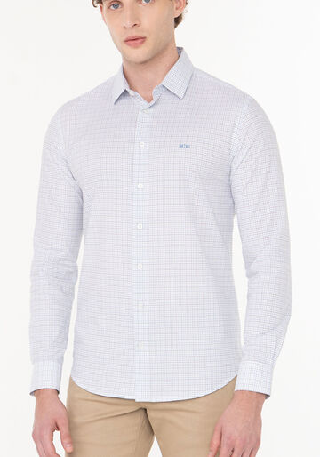 Camisa De Mangas Longas Xadrez Slim Fit Em Tecido Plano, VERDE. Camisa De Mangas Longas Xadrez Slim Fit Em Tecido Plano, VERDE, large.