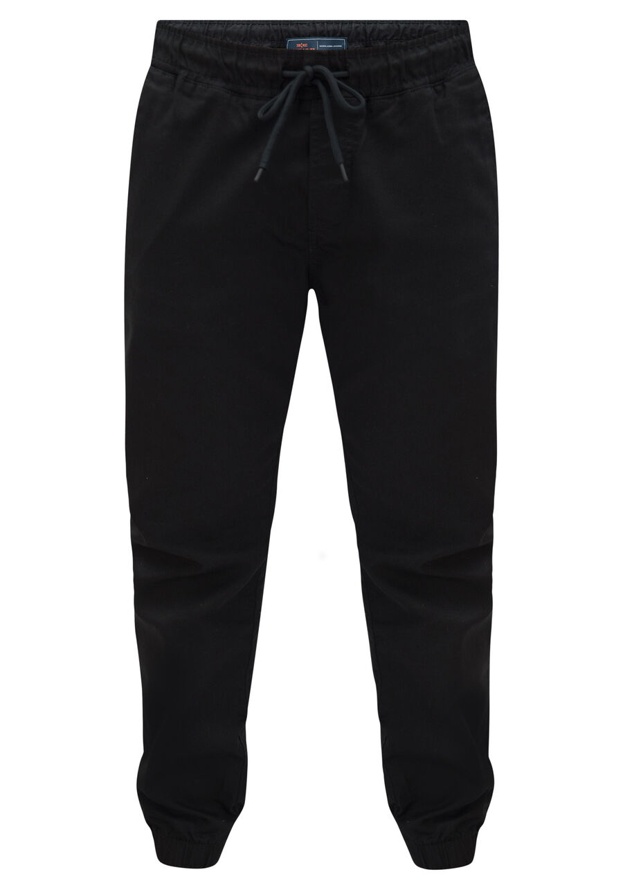 Calça Jogging Com Bolsos Em Sarja Com Elastano, PRETO REATIVO. Calça Jogging Com Bolsos Em Sarja Com Elastano, PRETO REATIVO, large.