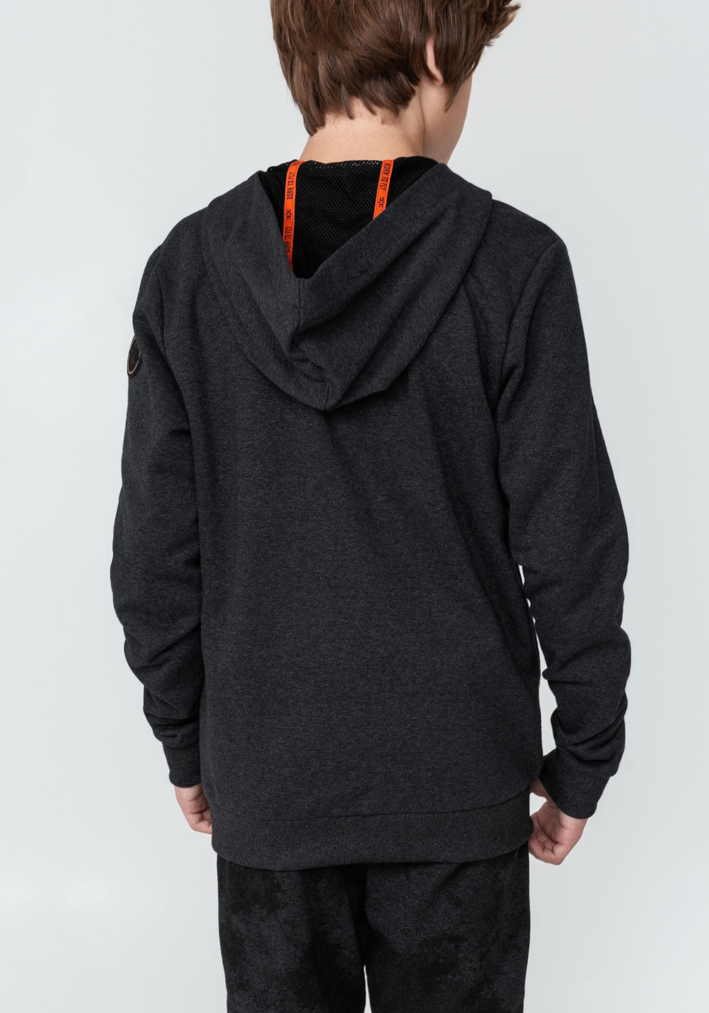 Jaqueta em Moletom com Capuz Telado Juvenil, GRAFITE, large.